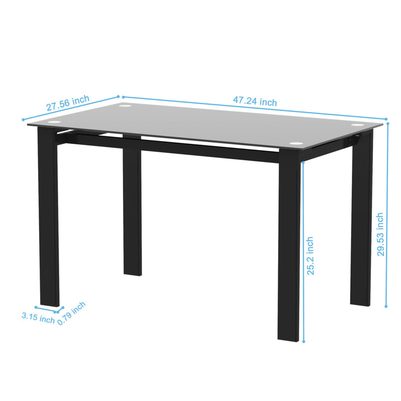 Table d'escalade moderne - verre trempé noir, rectangulaire, difficile, capacité de 170 livres
