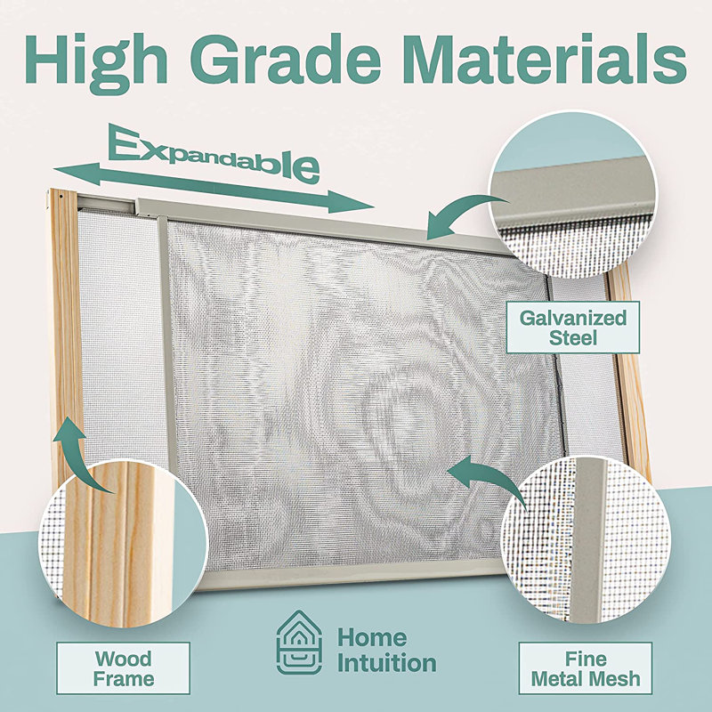 Home Intuition 2-Pack Adjustable Horizontal Window Screen 25-45 inches Wide, 15 Inches High, 14.75"H x 25"-45"W x 24.75"D
