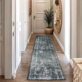 Transitional Bohemian Distressed Washable Non Slip Area Rug