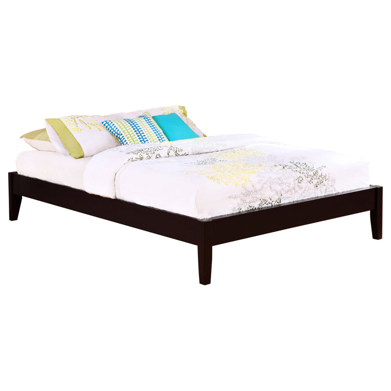Transitional Cappuccino King Bed, Pine And Asian Hardwood Constitution, Platform With Slat System Make, Kit For Support