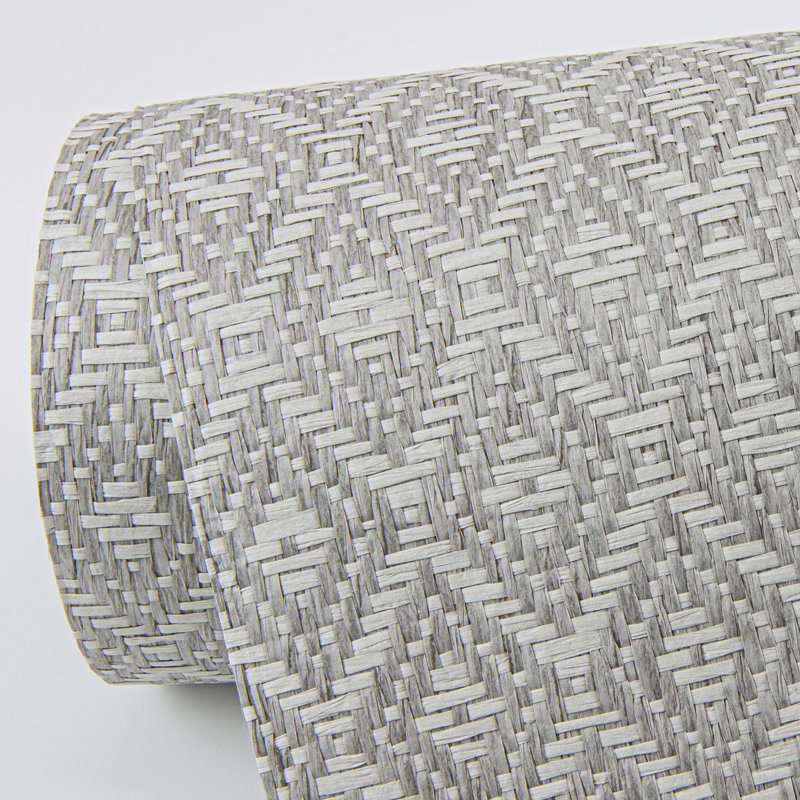 Loom Geometric Grass Cloth Wallpaper Roll, Gray