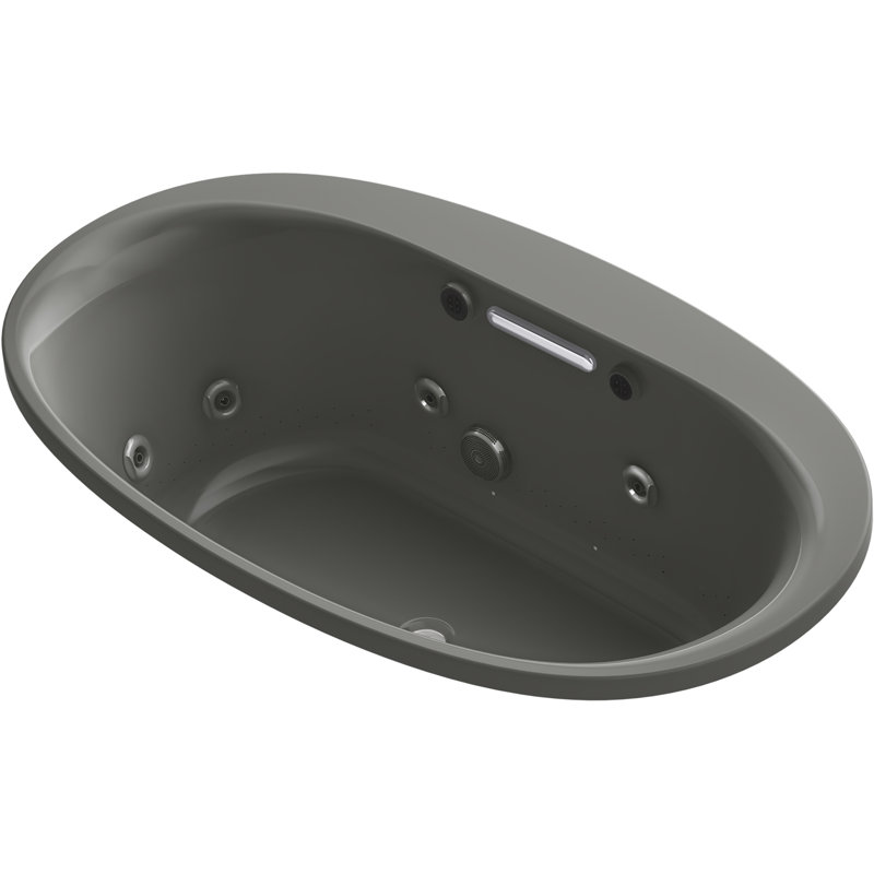 Underscore 60" x 36" Heated Bubblemassage Air Bath with Whirlpool, Center Drain, Thunder Gray
