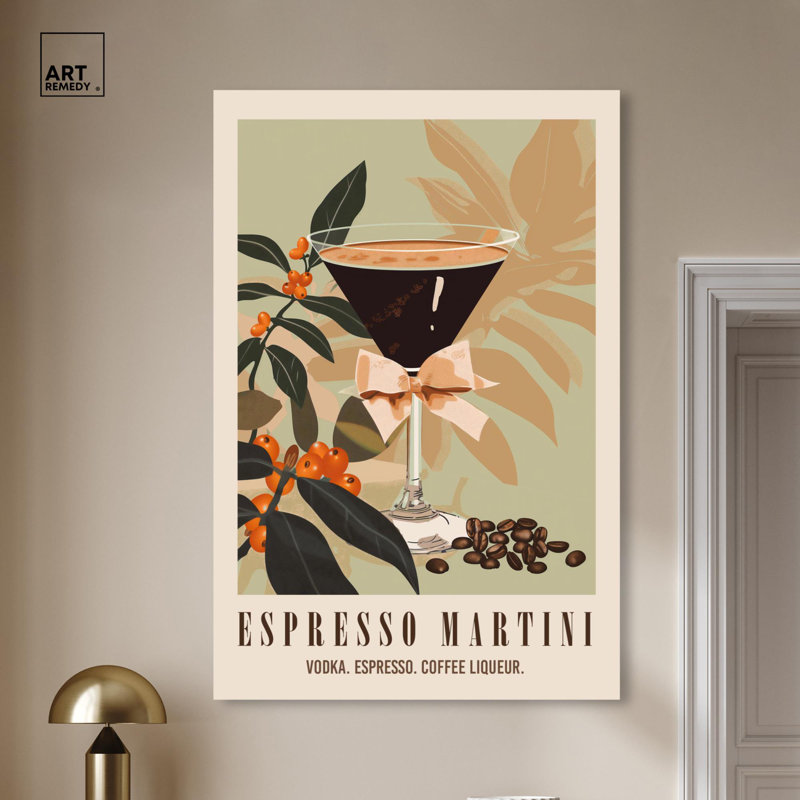«Classy Espresso Martini Post», reproduction sur toile tendance par Art Remedy, H 54 po x l 36 po, Toile tendue