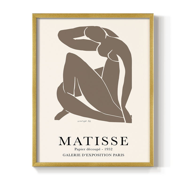 Matisse CCVI, reproduction encadrée - bois massif, Or, H 28 po x l 22 po