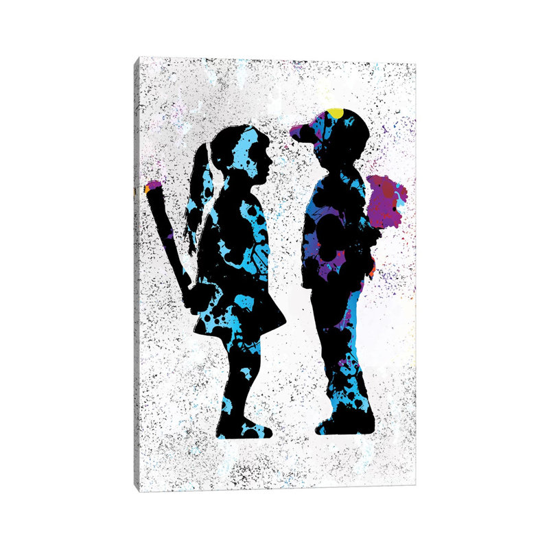 «Boy & Girl» par Streetsky - impression d'art graphique, Toile tendue, Pas de tapis, H 18 po x l 12 po x 1,5 po