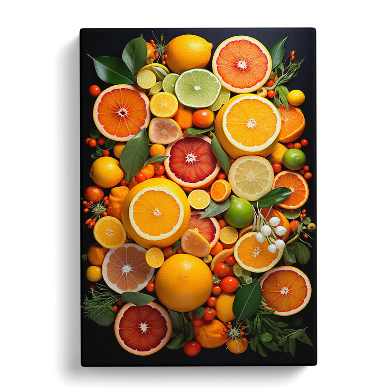 Citrus Fruits Tachisme - Print on Canvas, 60cm H x 40cm W x 3cm D