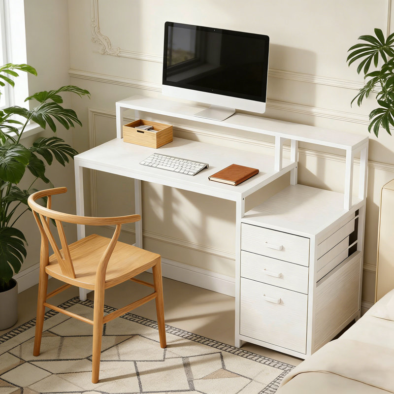 Bureau d'écriture avec tiroirs, Blanc