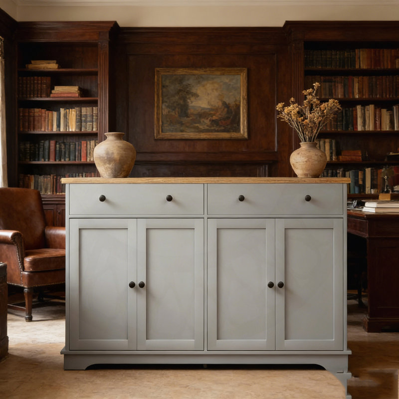 Buffet élégant avec tablettes réglables et tiroirs spacieux pour des solutions de rangement polyvalentes.