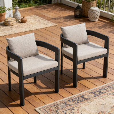 Aluminum Chair Dark Gray Finish Frame with Beige Cushion