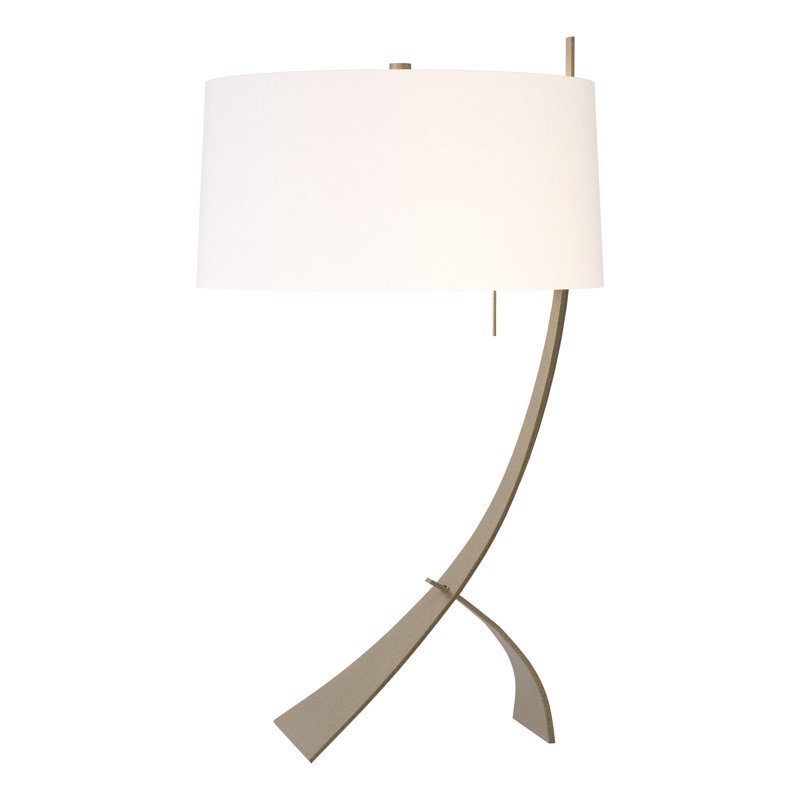 Lampe de table arquée métallique 28,3 po Stasis, Anna ton naturel, Or doux