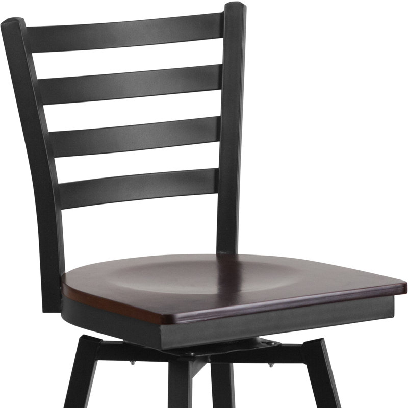 Lomonaco Swivel Counter Stool with Metal Frame, Walnut