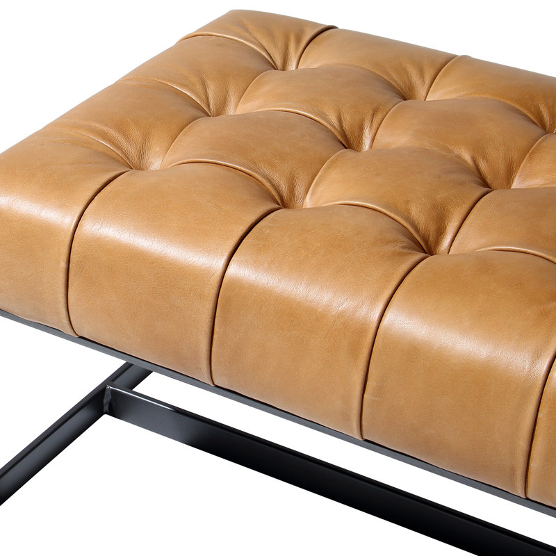 Leather Bench, Brown Top Grain Leather