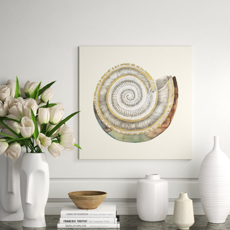 Earthen Conch VII Print by Sara Brown, Gold Metallic Plexi, 30" H x 30" W