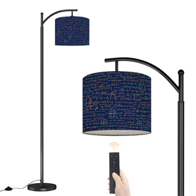 Arc Floor Lamp with Adjustable Lampshade Retro education Trigonometry law mathematical formula Standing Lamp 3 Colour Temperatures Dimmable Tall Pole Lamp with Foot Switch for Bedroom