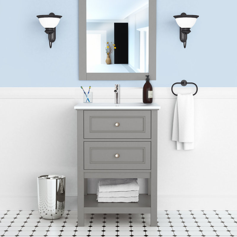 24'' Single Bathroom Vanity with Ceramic Top