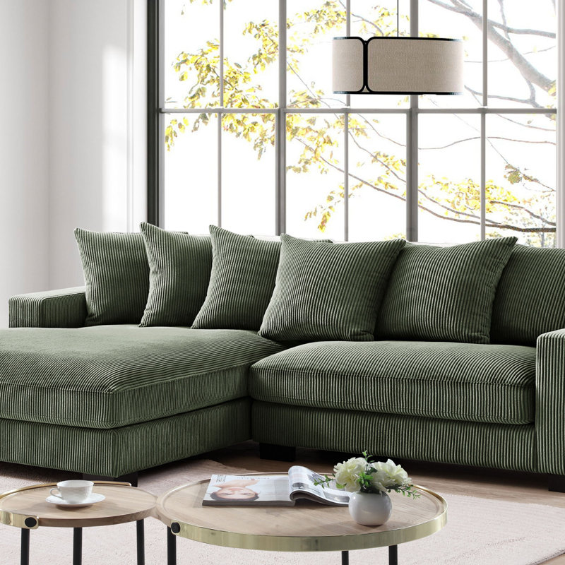 Canapé modulaire surdimensionné deux pièces pour le salon, Vert foncé, Orienté à gauche (vu de face)