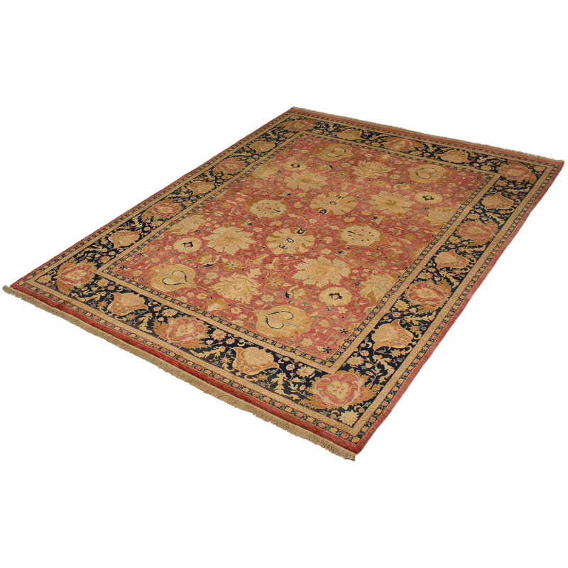Tapis décoratif en laine rouge de conception unique 10 pi 1 po x 14 pi noué à la main New Age