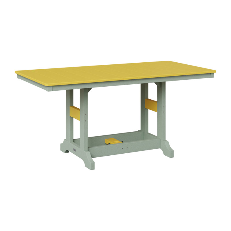 Table de salle à manger à hauteur de comptoir rectangulaire de 66 po Berlin Gardens Garden Classic, Jaune soleil levant