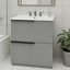 Lavabo en céramique de haute qualité avec meuble-lavabo intégré et rangement intelligent, idéal pour les salles de bain modernes et facile d'entretien-388855435