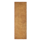 Vintage Tuareg Mat Runner, Warm And Rich Gold And Brown Stripes - Rug & Kilim