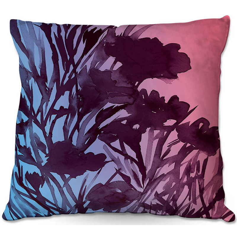 Coussin de pensées pour les pétales de canapé, 18 po x 18 po, Rose / Bleu / Noir