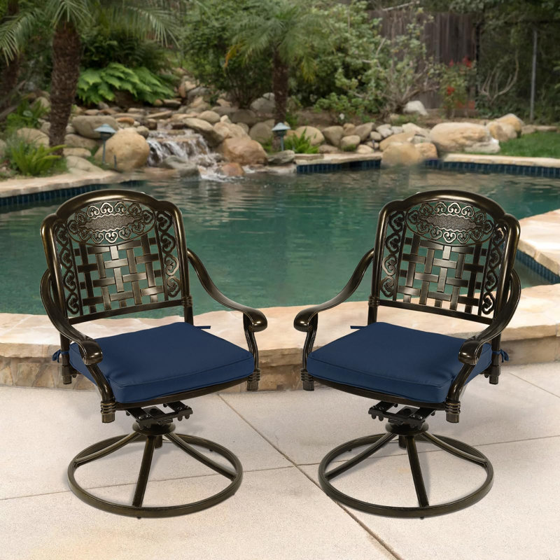 Chaise de patio pivotante avec coussin, Navy Blue