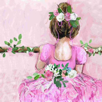 " Pink Ballerina With Farmhouse Flowers "