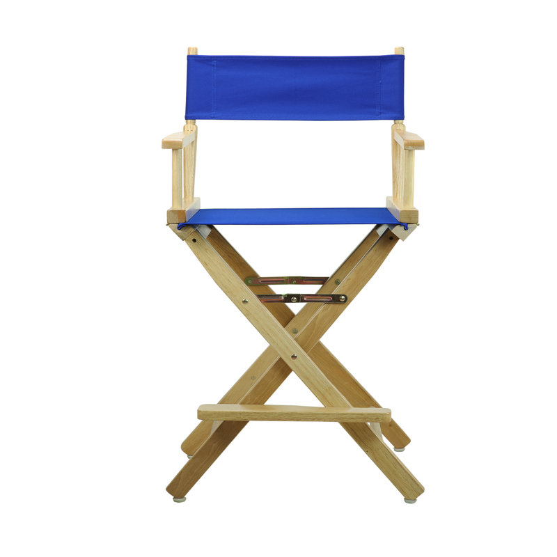 Chaise de réalisateur pliante 24 po, Naturel, Bleu royal