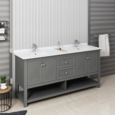 Manchester 72"" Free-Standing Double Sink Bathroom Vanity Set -  Fresca, FCB2372VG-D-CWH-U