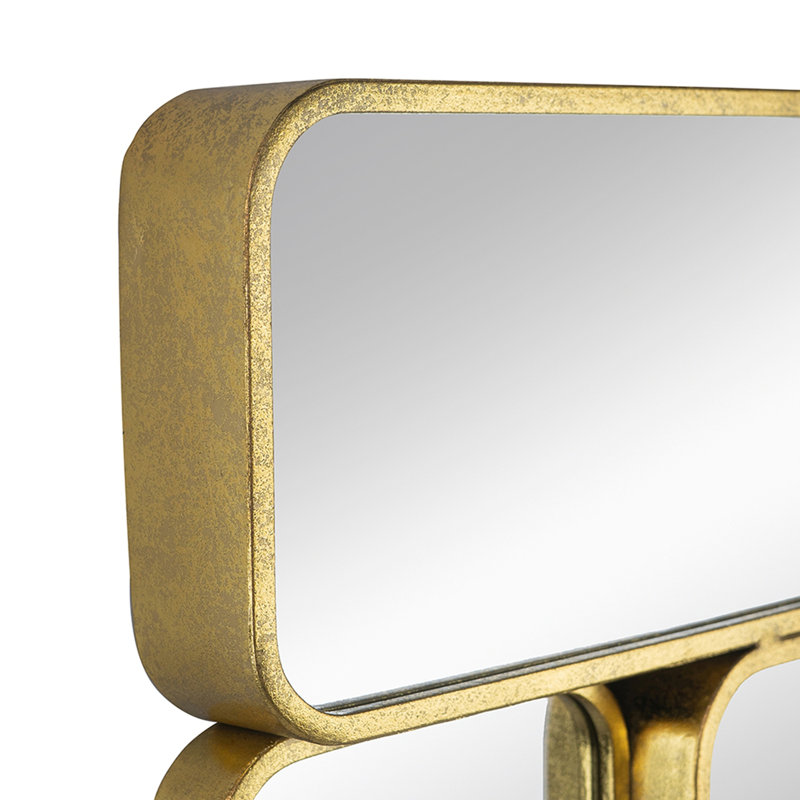 Miroir avec miroir décoratif encadré en métal doré