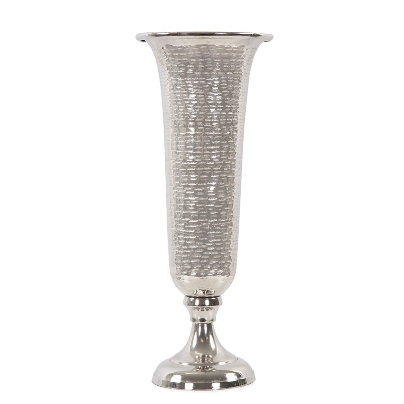 Torvi Handmade Aluminum Table Vase, Silver, 20" H x 8" W x 8" D