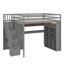 Structure de lit double pleine grandeur avec garde-robe intégrée, bureau d'étude, tablettes de rangement et éclairage ambiant-1845743761