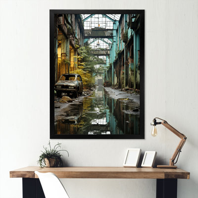Paysage industriel, sarcelle, transformation sur toile