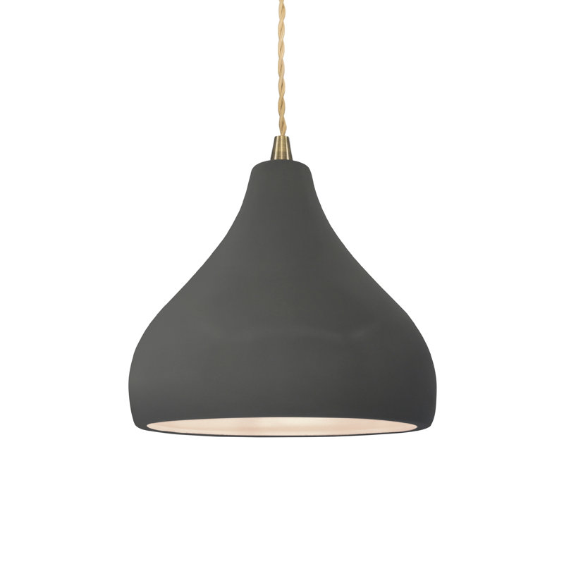 Luminaire suspendu à 1 lumière Meydan, H 7,25 po x l 8 po x P 8 po, Gris brillant, Laiton antique