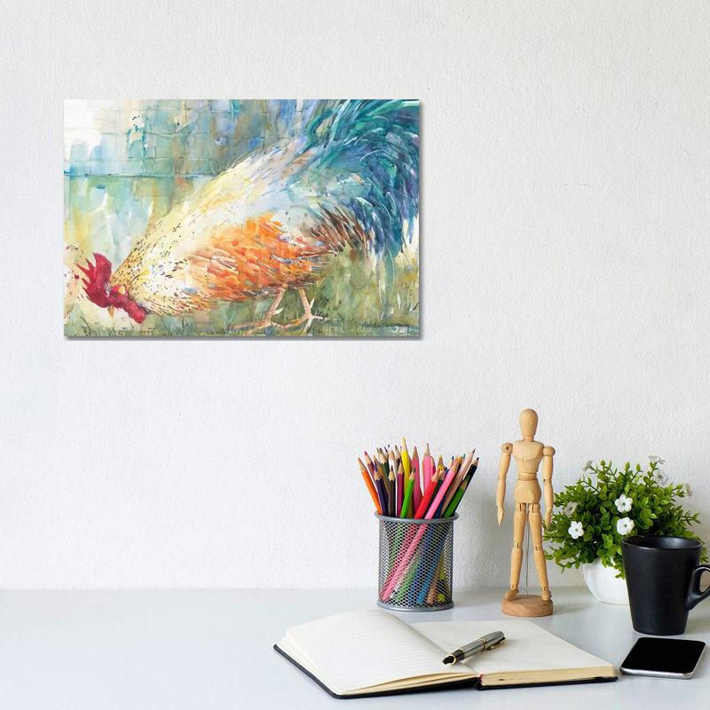 Feathered Forager by Annelein Beukenkamp - Wrapped Canvas Painting, 20.32 cm H x 30.48 cm W