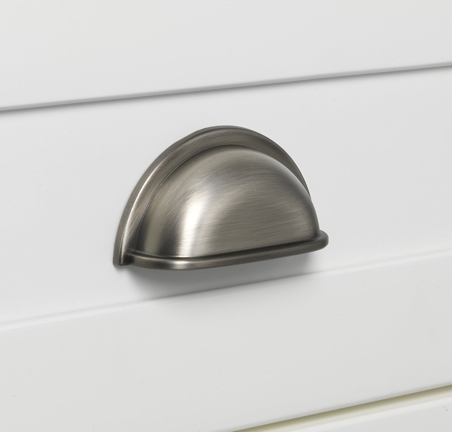 Classic Cup Bin Cabinet Pull, Satin Pewter