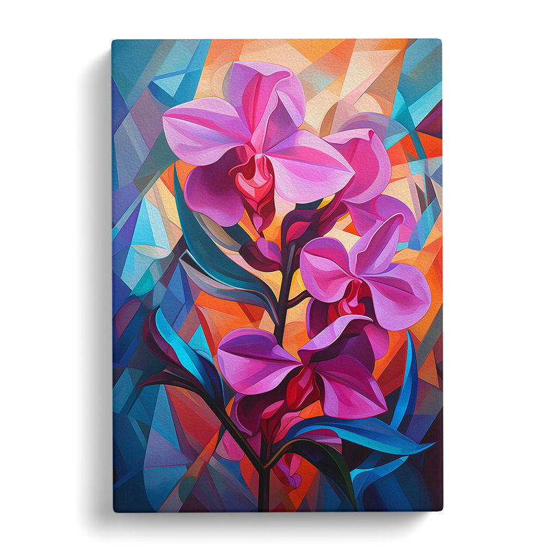 Orchid Flower Cubism - Print, 76cm H x 50cm W x 3cm D