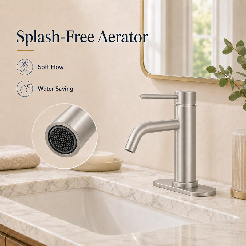 Vega Vessel Single Hole,Single Handle Bathroom Sink Faucet with Drain Assembly, Brushed Nickel