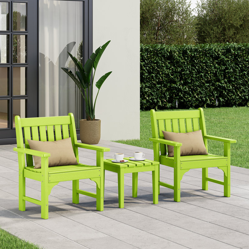 Fauteuil de jardin 3 pièces avec table d'appoint Casanova, Vert lime