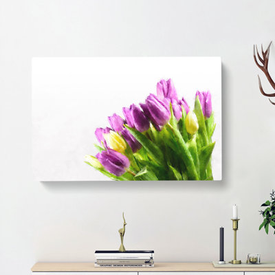 Yellow & Purple Tulips - Wrapped Canvas