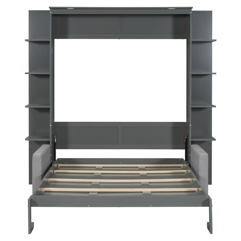 Grand lit escamotable mural avec canapé, Gray