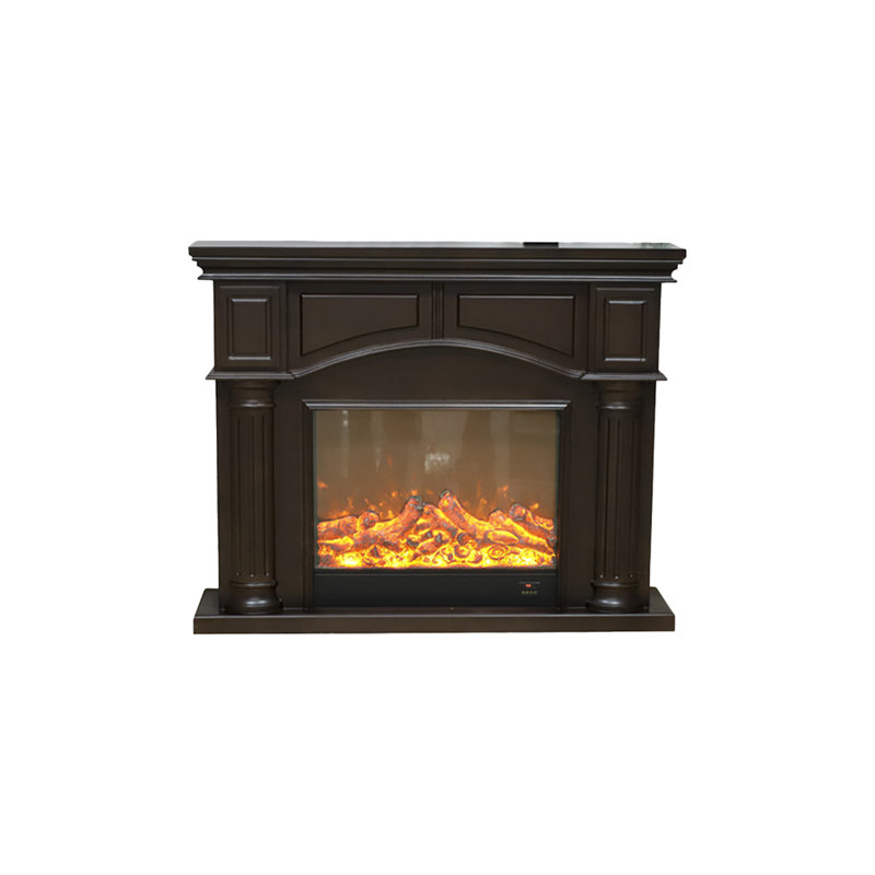 Black Solid + Manufactured Wood Electric Fireplace, Black, 47.24" H x 59.06" W x 12.6" D
