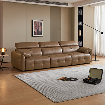 Canapé à trois places avec touches de piano - Conception ergonomique, appui-tête réglable, coussin de siège surdimensionné, structure en bois massif, convient au salon, canapé minimaliste pour le salon à la maison, luxe léger et canapé droit haut de gamme haut de gamme