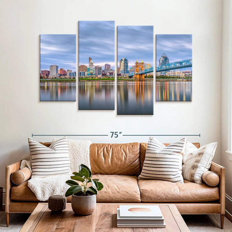 Keesha Cincinnati River Skyline, 42" H x 68" W