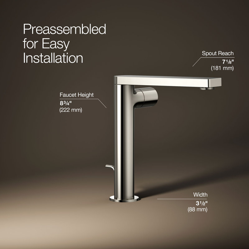 Single-Handle Bathroom Faucet with Drain Assembly, Vibrant Polished Nickel