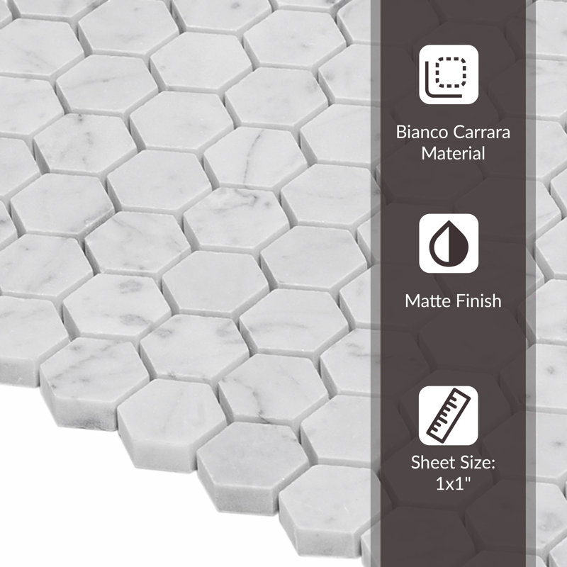 Heritage 1 in. x 1 in. Honeycomb Honed Marble Tile