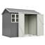[8x6 FT] Outdoor Heavy Duty Metal Storage Shed with Window, Lock, 4 Air Vents & Sturdy Base for Backyard, Patio, Lawn Equipment, Pets & Garbage Storage