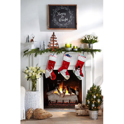 Christmas Stockings, 20" Quilted Lining Large Embroidery Hanging Décor For Fireplace/Xmas Tree, Holiday Party Decoration (Snowman)