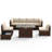 Bhairavi Wicker - Person Modular Patio Conversation Set with Cushions-663894002-630016994