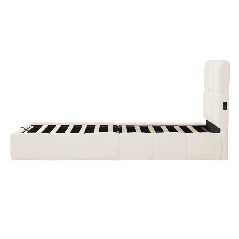 Bed, Beige Boucle